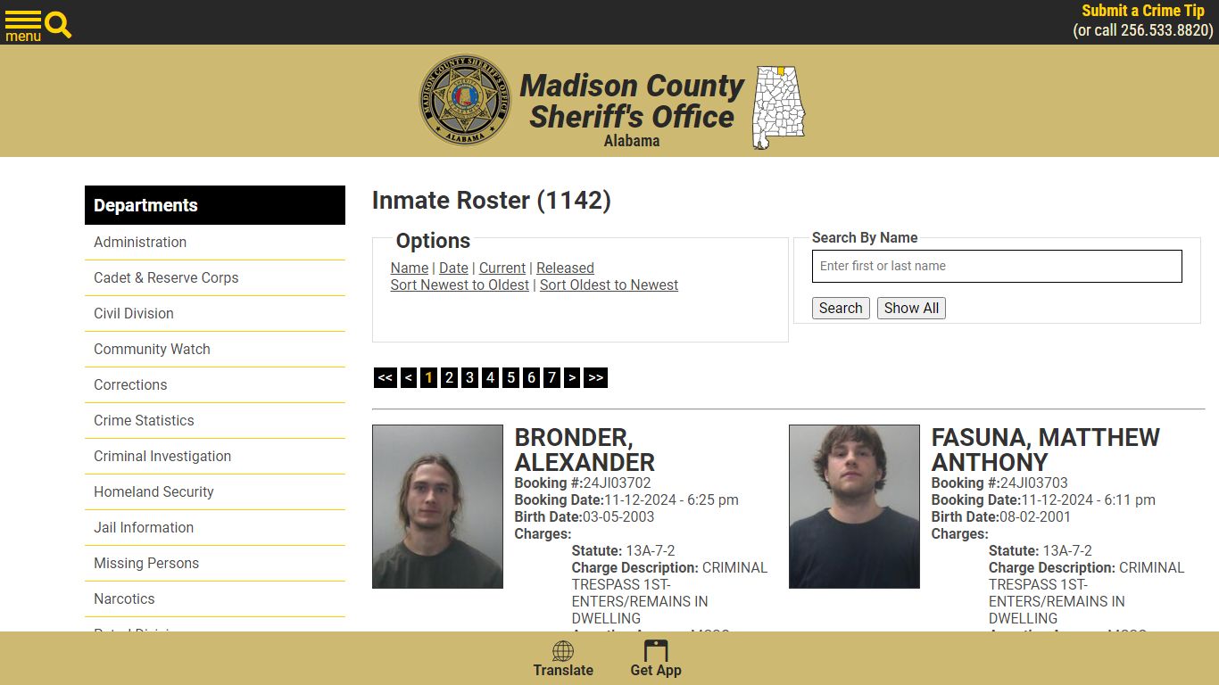 Inmate Roster - Current Inmates Booking Date Descending - Madison ...