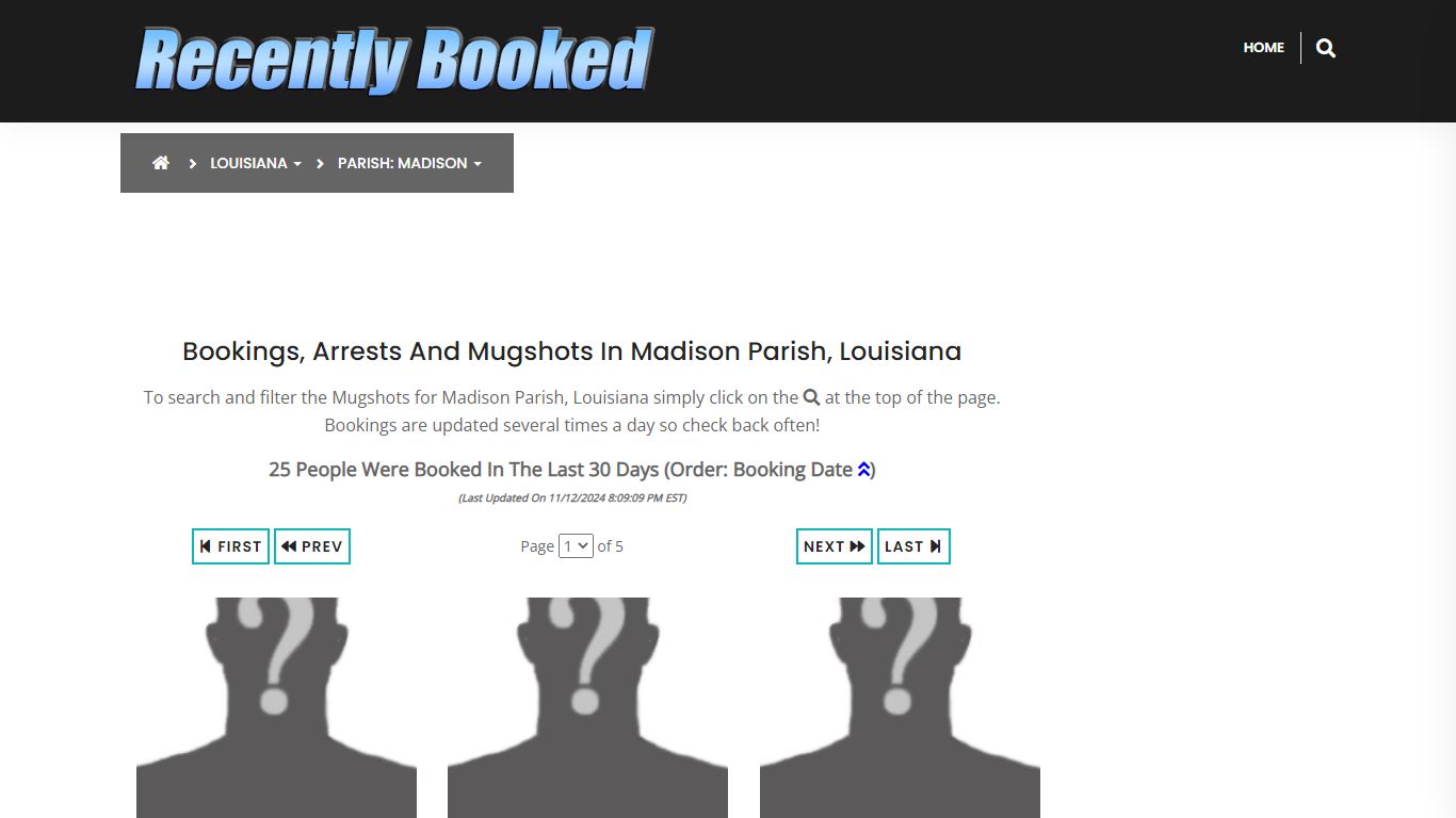 Bookings, Arrests and Mugshots in Madison Parish, Louisiana