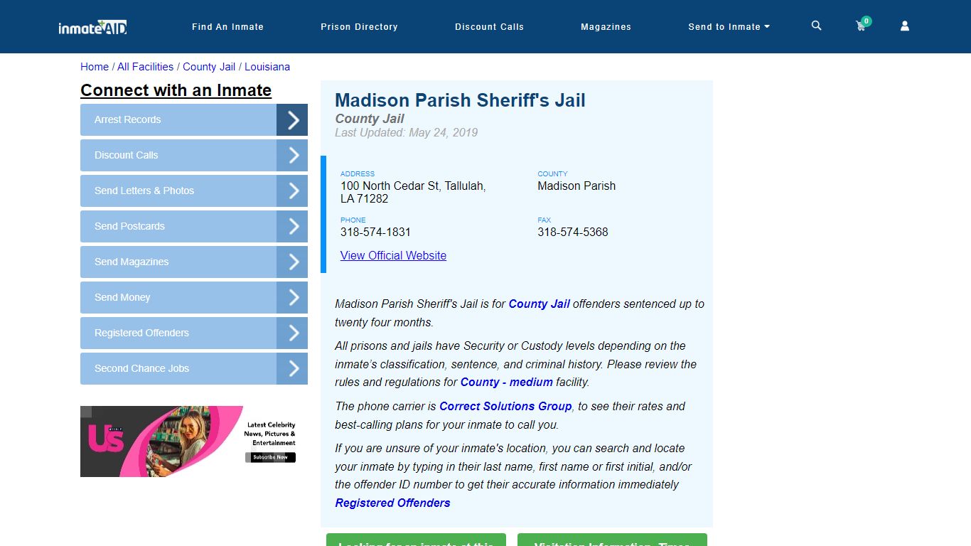 Madison Parish Sheriff's Jail - Inmate Locator